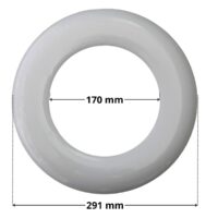 Vistra frontale copriflangia ricambio per faro subacqueo Elegance pre 2007 Weltico con quote dimensionali: diametro esterno 291 mm e diametro interno 170 mm