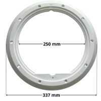 Flangia ricambio per faro subacqueo 300 watt PAR56 Hayward con quote dimensionali: diametro esterno 337 mm e diametro interno 250 mm.