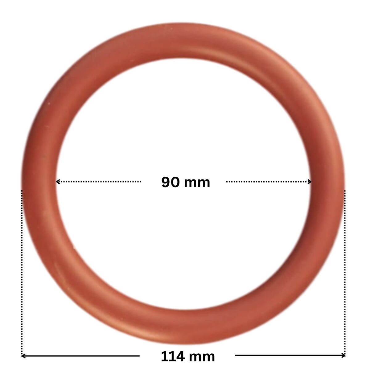 Guarnizione lampada ricambio per faro subacqueo EX 300 watt e LED diametro 270 mm Aqua e Pool's con quote dimensionali: diametro esterno 114 mm, diametro interno 90 mm.