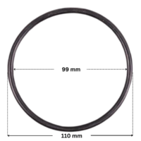 Guarnizione lampada ricambio per faro subacqueo PU09 Certikin con quote dimensionali: diametro esterno 110 mm e diametro interno 99 mm.