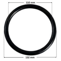 Guarnizione lampada ricambio per faro subacqueo Standard e Lumiplus PAR56 Astralpool con quote dimensionali: diametro esterno 132 mm e diametro interno 110 mm.