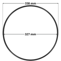 Guarnizione per coperchio con 12 fori ricambio per filtro a sabbia portata 15 22 e 33 mc Pool's con quote dimensionali: diametro interno 327 mm, diametro esterno 338 mm