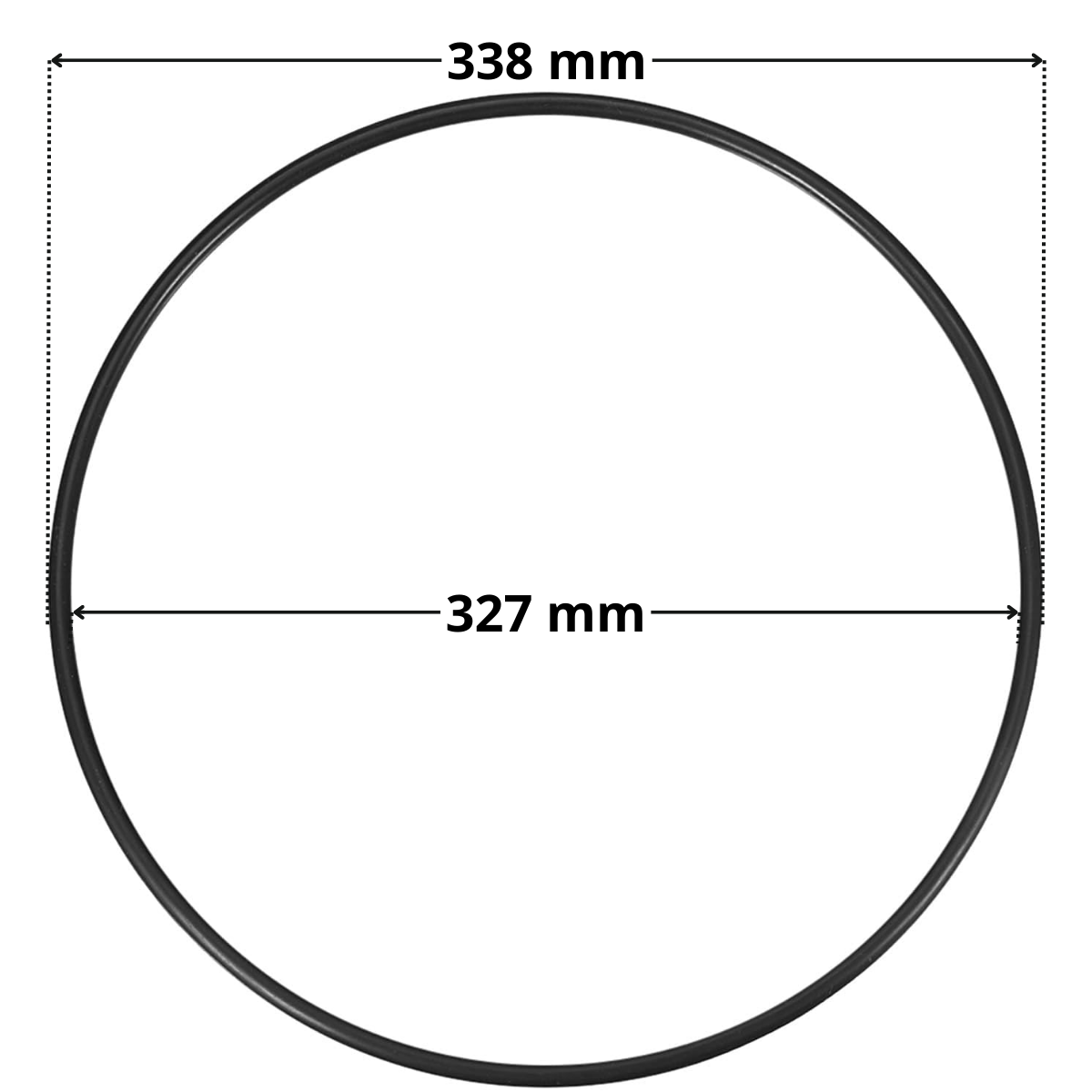 Guarnizione per coperchio con 12 fori ricambio per filtro a sabbia portata 15 22 e 33 mc Pool's con quote dimensionali: diametro interno 327 mm, diametro esterno 338 mm