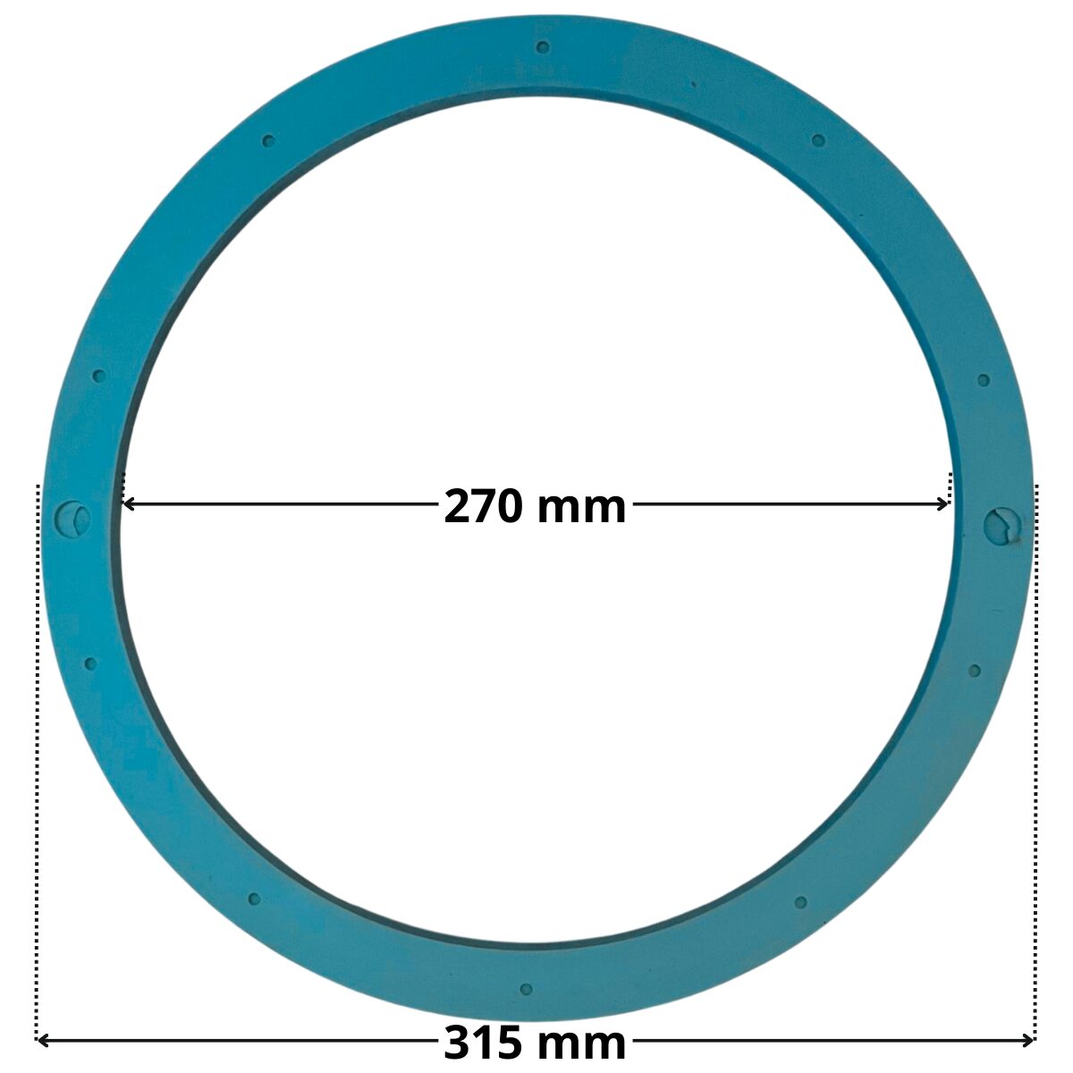 Guarnizione sandwich ricambio per faro subacqueo EX 300 watt Pool's con quote dimensionali diametro esterno 315 mm diametro foro centrale 270 mm