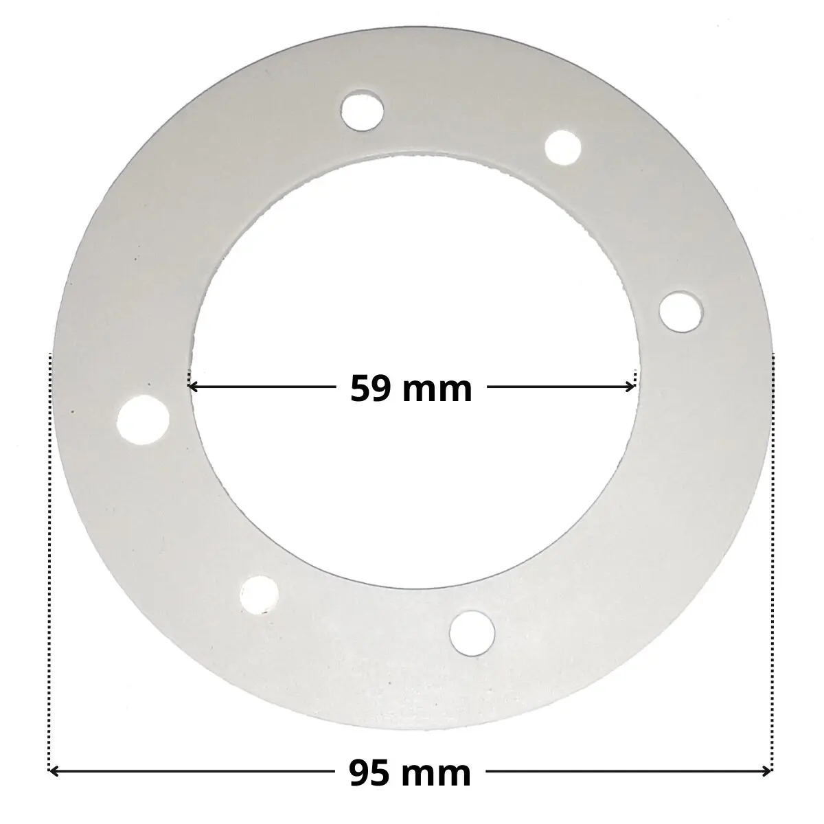 Guarnizioni ricambio per nuova bocchetta a parete Pool's con quote dimensionali: diametro esterno 95 mm, diametro interno 59 mm