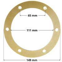 Guarnizione ricambio per bocchetta a pavimento Pool's con quote dimensionali: diametro esterno 149 mm , diametro interno 111 mm e interasse fori di fissaggio 65 mm