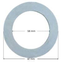 Guarnizione sandwich ricambio per bocchetta a parete Pool's con quote dimensionali: diametro esterno 85 mm, diametro interno 65 mm