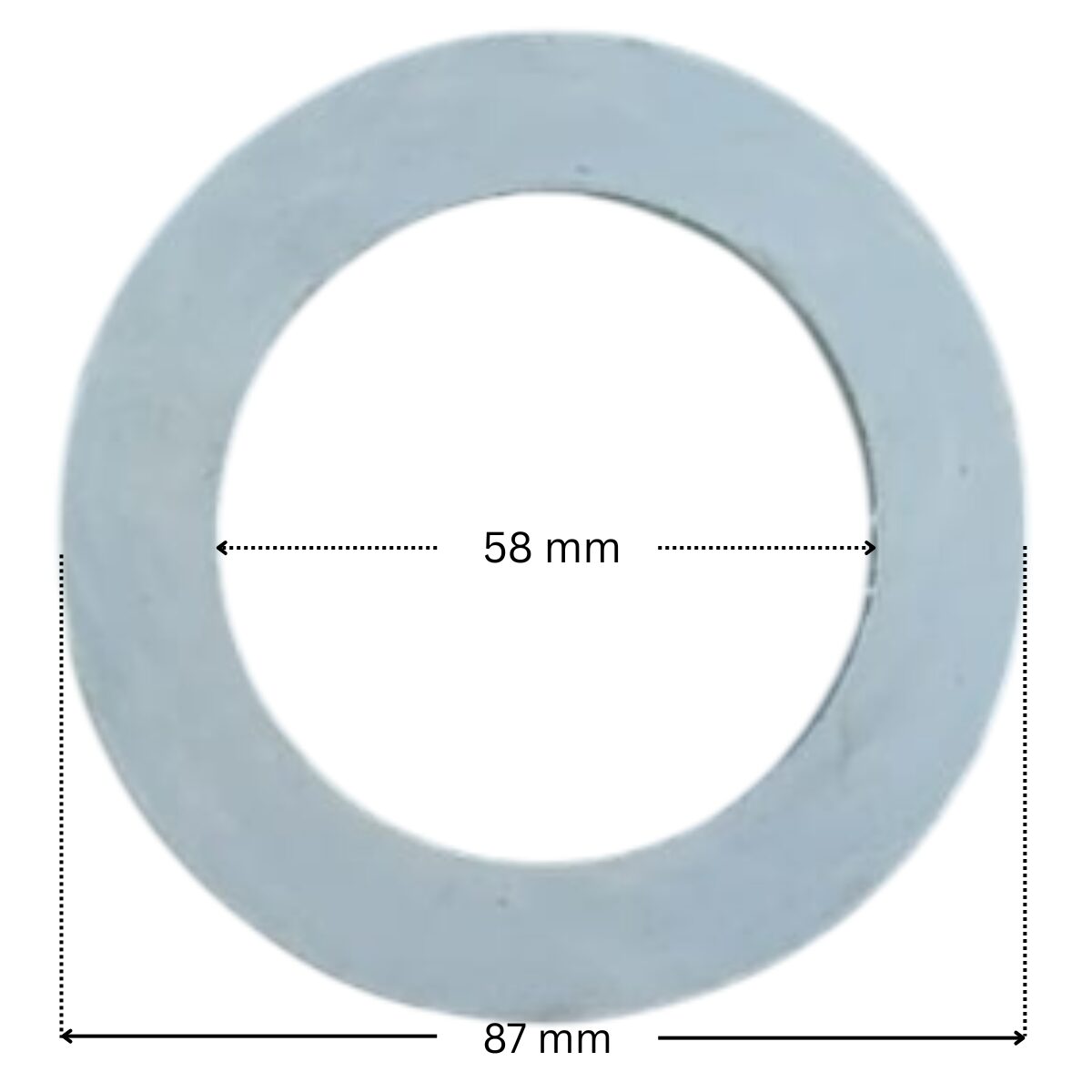 Guarnizione sandwich ricambio per bocchetta a parete Pool's con quote dimensionali: diametro esterno 85 mm, diametro interno 65 mm