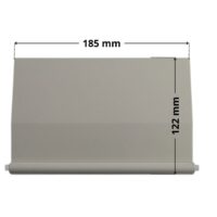 Kit composto da battente e perno, vista frontale, ricambio per skimmer 3118 e 3119 Cofies con quote dimensionali: larghezza 185 mm, altezza 122 mm