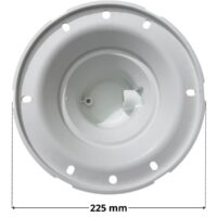 Vista frontale della calotta ricambio per faro subacqueo Standard e Lumiplus PAR56 Astralpool con quote dimensionali: diametro esterno 225 mm