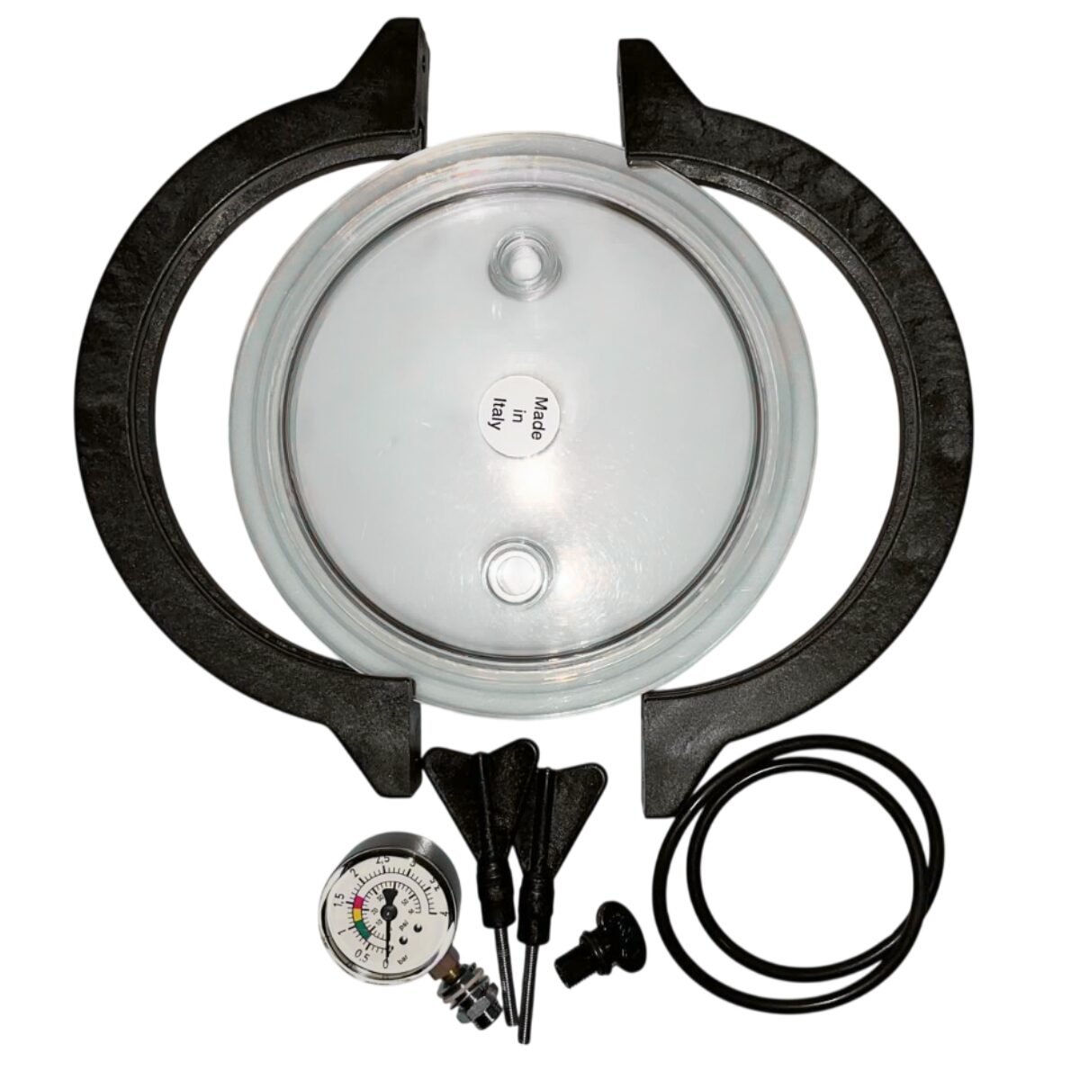 Kit composto da coperchio, fascia di chiusura, guarnizione per coperchio, manometro e sfiato ricambio per filtro a sabbia Side Aquarius Aqua