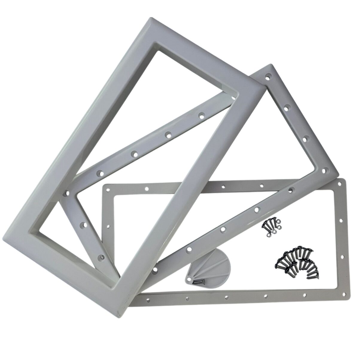 Kit composto da copriflangia, flangia, guarnizioni e viti ricambio per skimmer Classic Aqua