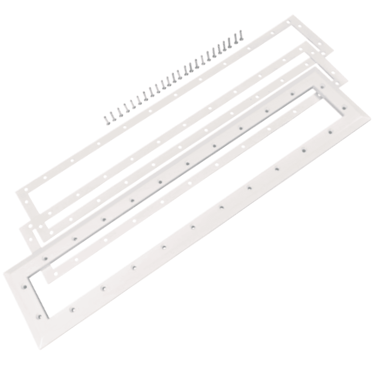 Kit composto da flange, guarnizioni e viti ricambio per skimmer sfioratore Pool's