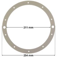 Guarnizione per faro subacqueo Elegance Weltico con quote dimensionali diametro esterno 254 mm diametro foro centrale 211 mm