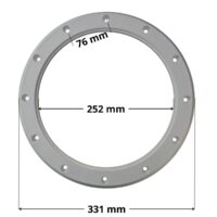 Flangia, ricambio per bocchetta pavimento regolabile 3 pollici Astralpool con quote dimensonali: diametro esterno 331 mm , diametro interno 252 mm e interasse fori di fissaggio 76 mm