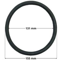 Guarnizione lampada ricambio per faro subacqueo PS Astralpool con quote dimensionali: diametro esterno 155 mm e diametro interno 131 mm.