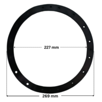 Kit composto da guarnizioni e viti ricambio per faro subacqueo Standard Astralpool, con quote dimensionali: diametro interno 227 mm e diametro esterno 269 mm.