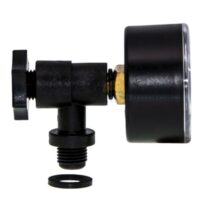 Manometro assemblato visto lateralmente con attacco posteriore e sfiato ricambio per filtro a sabbia Cantabric Astralpool