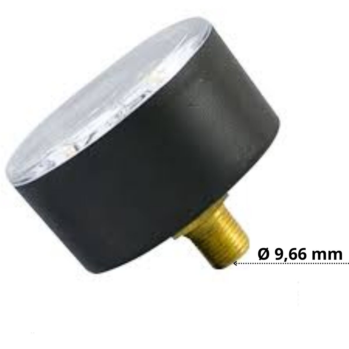 Vista laterale del manometro con attacco posteriore per filtro a sabbia aster Berlin Cantabric e Vesuvio Astralpool con quote dimensionali: diametro attacco filettato 9,66 mm