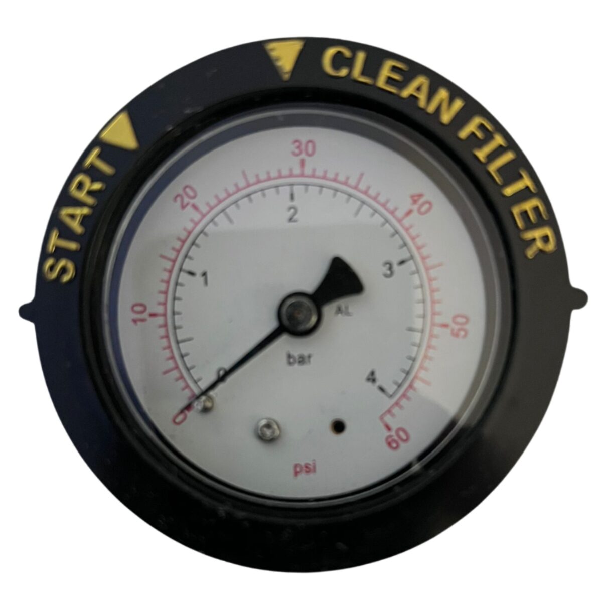 Vista frontale del manometro ricambio per filtro a sabbia Triton Pentair