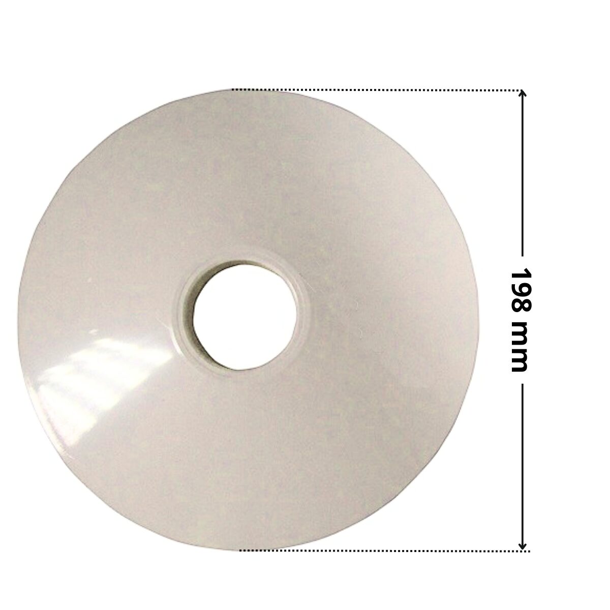 Piatto aspirazione ricambio smontato per skimmer Elegance A400 Weltico con quote dimensionali: diametro massimo 198 mm.