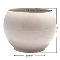 Sfera ricambio per bocchetta a parete nuovo modello Pool's con quote dimensionali: diametro superiore 30 mm, diametro inferiore 39 mm e altezza totale sfera 37,20 mm