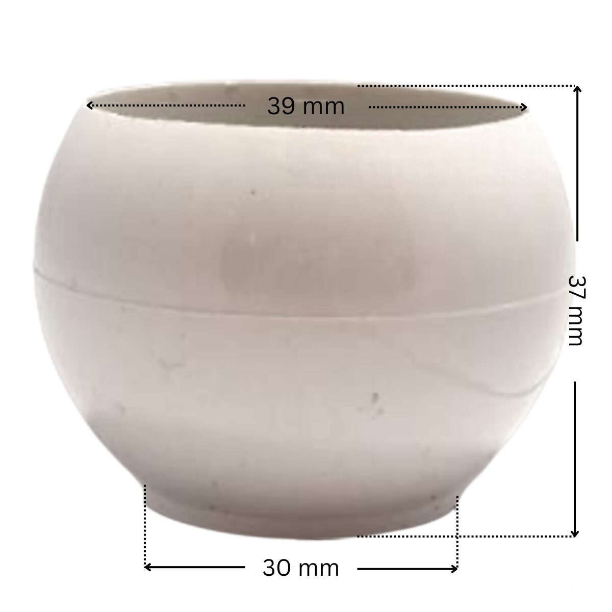 Sfera ricambio per bocchetta a parete nuovo modello Pool's con quote dimensionali: diametro superiore 30 mm, diametro inferiore 39 mm e altezza totale sfera 37,20 mm