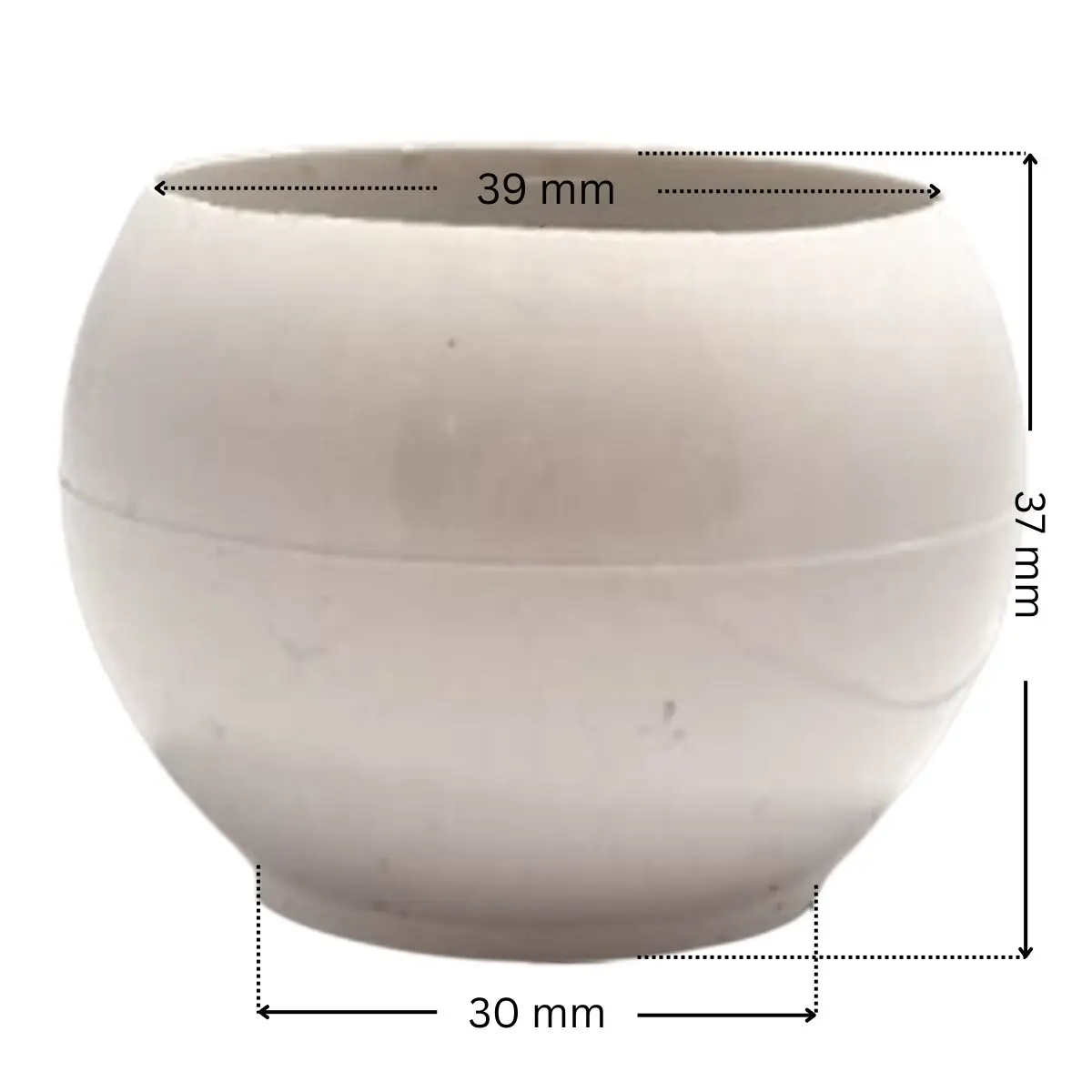 Sfera ricambio per bocchetta a parete nuovo modello Pool's con quote dimensionali: diametro superiore 30 mm, diametro inferiore 39 mm e altezza totale sfera 37,20 mm