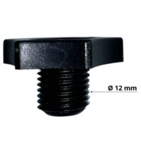 Vista laterale del tappo dello sfiato ricambio per filtro a sabbia Aster, Vesuvio Astralpool con quote dimensionali: attacco filetto diametro 12 mm