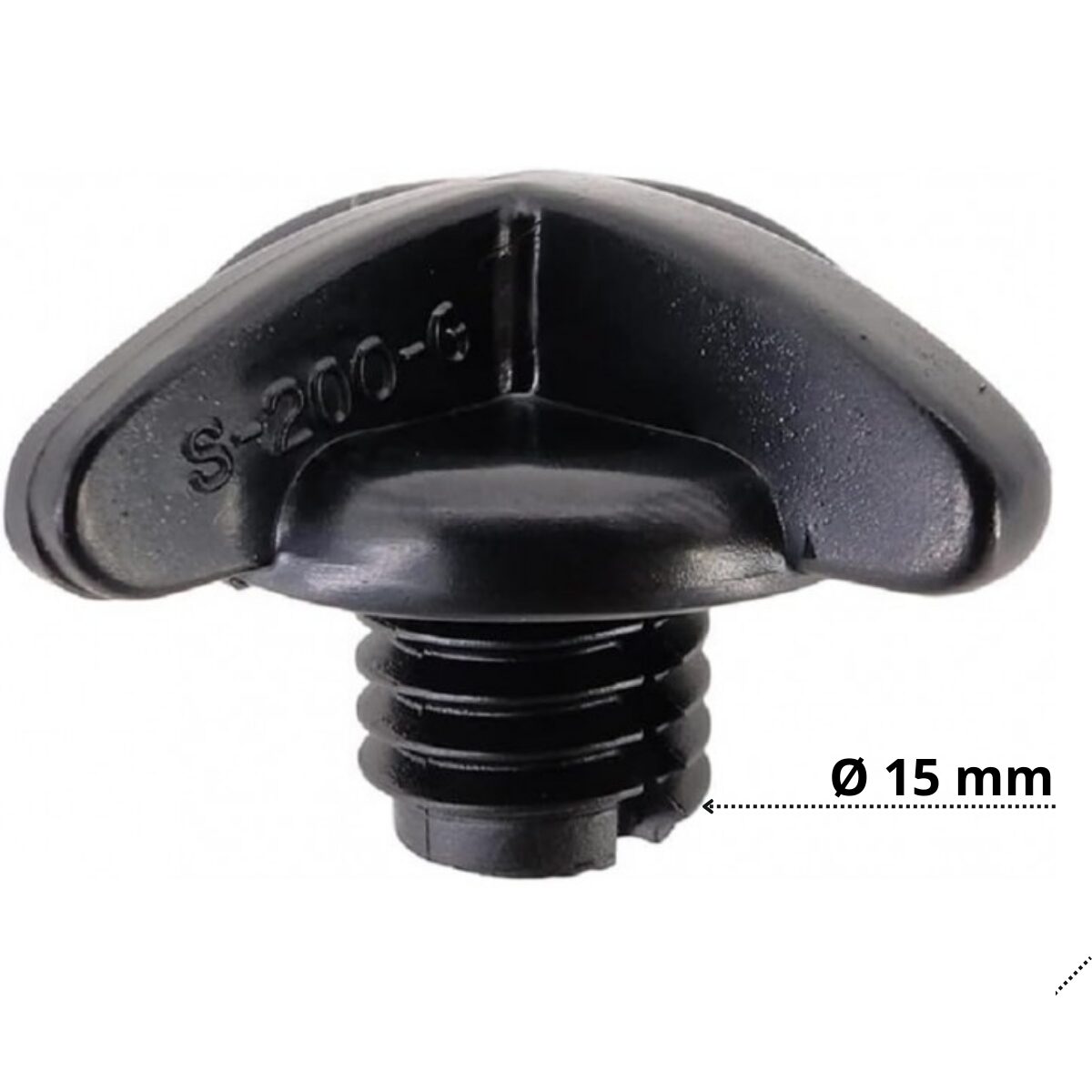 Vista laterale dello sfiato ricambio per filtro a sabbia Top, Side Hayward con quote dimensionali: attacco filetto diametro 15 mm