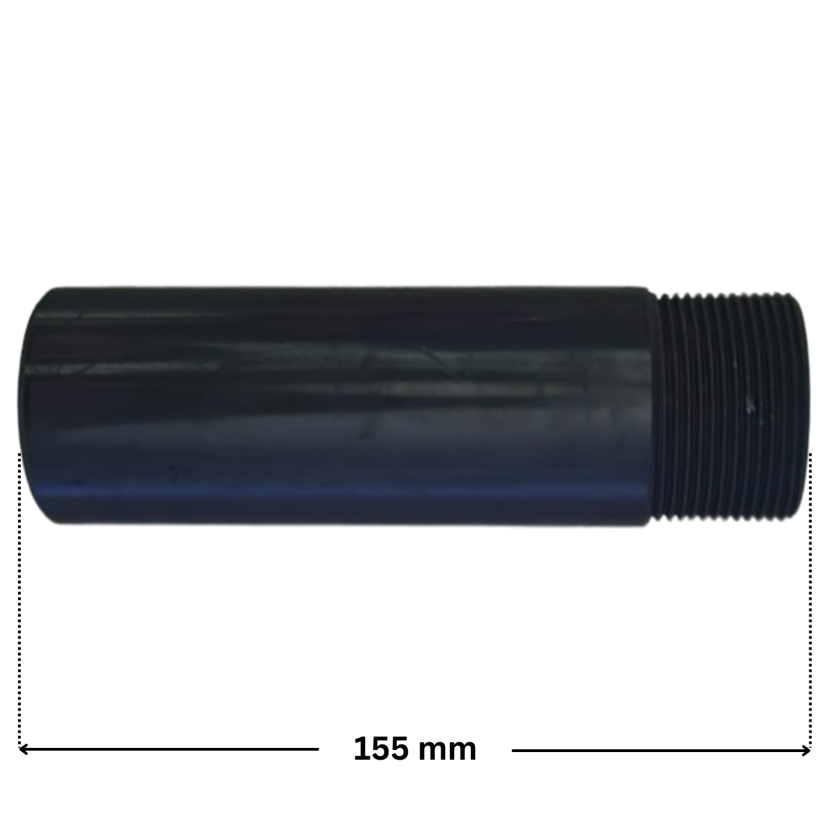 Tronchetto per collettore tubazione interna ricambio per filtro a sabbia portata 10 e 15 mc Pool's, con quote dimensionali; lunghezza esterna 155 mm.