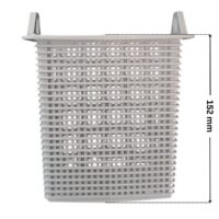 Vista frontale del cestello ricambio per pompa piscina Super Pump Hayward con quote dimensionali: altezza esterna totale 152 mm.