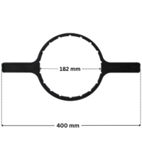 Chiave coperchio ricambio per pompa piscina Winner Saci con quote dimensionali: diametro interno 182 mm e lunghezza esterna totale 400 mm.