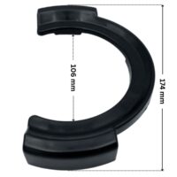 Chiave coperchio ricambio per pompe piscina Iris, Silen e Silen S Espa con quote dimensionali: diametro esterno 174 mm e diametro interno 106 mm.