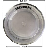 Coperchio nuovo modello ricambio per pompa piscina Iris Espa con quote dimensionali: diametro esterno 126 mm e diametro interno 106 mm.