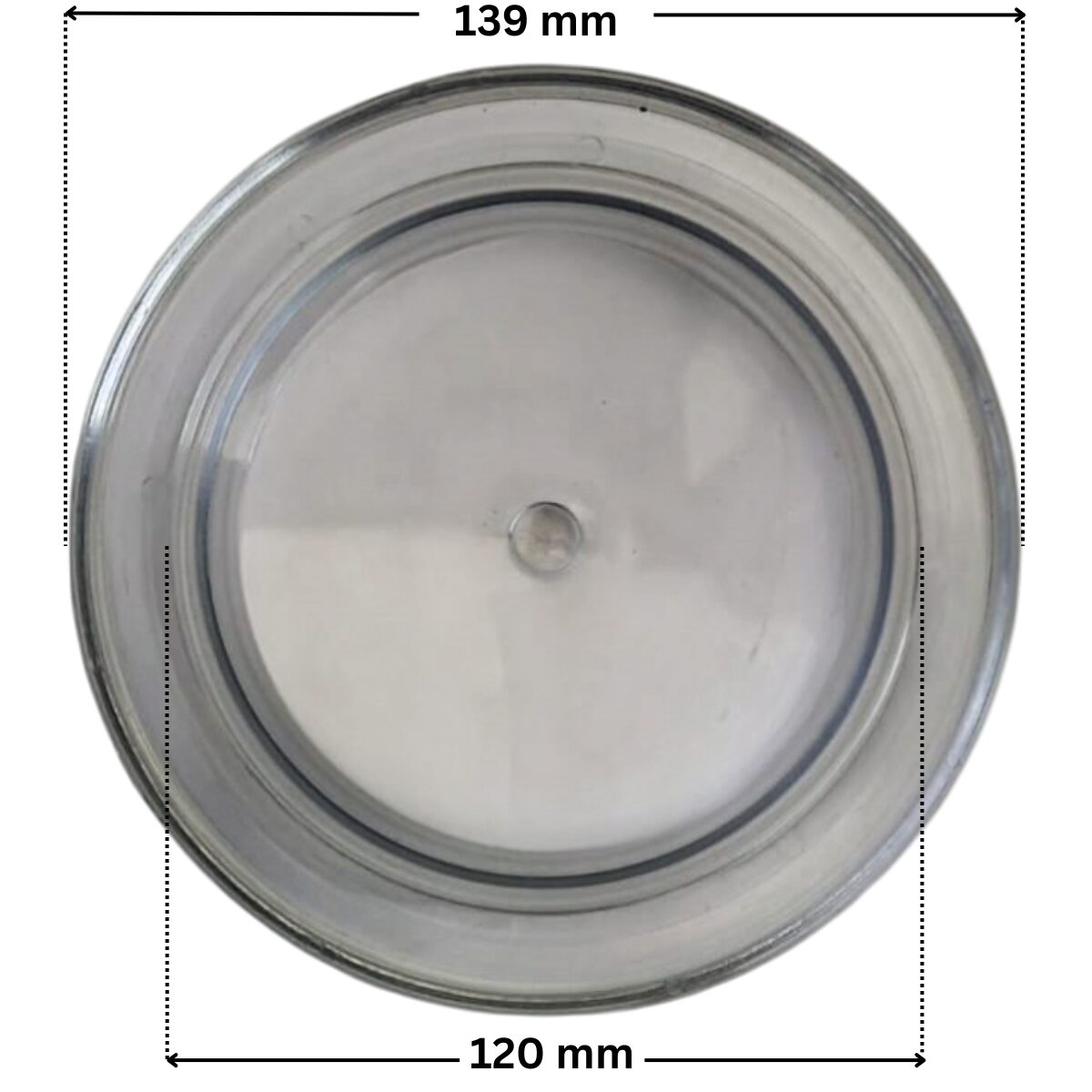 Coperchio nuovo modello ricambio per pompa piscina Silen Espa con quote dimensionali: diametro esterno 139 mm e diametro interno 120 mm.