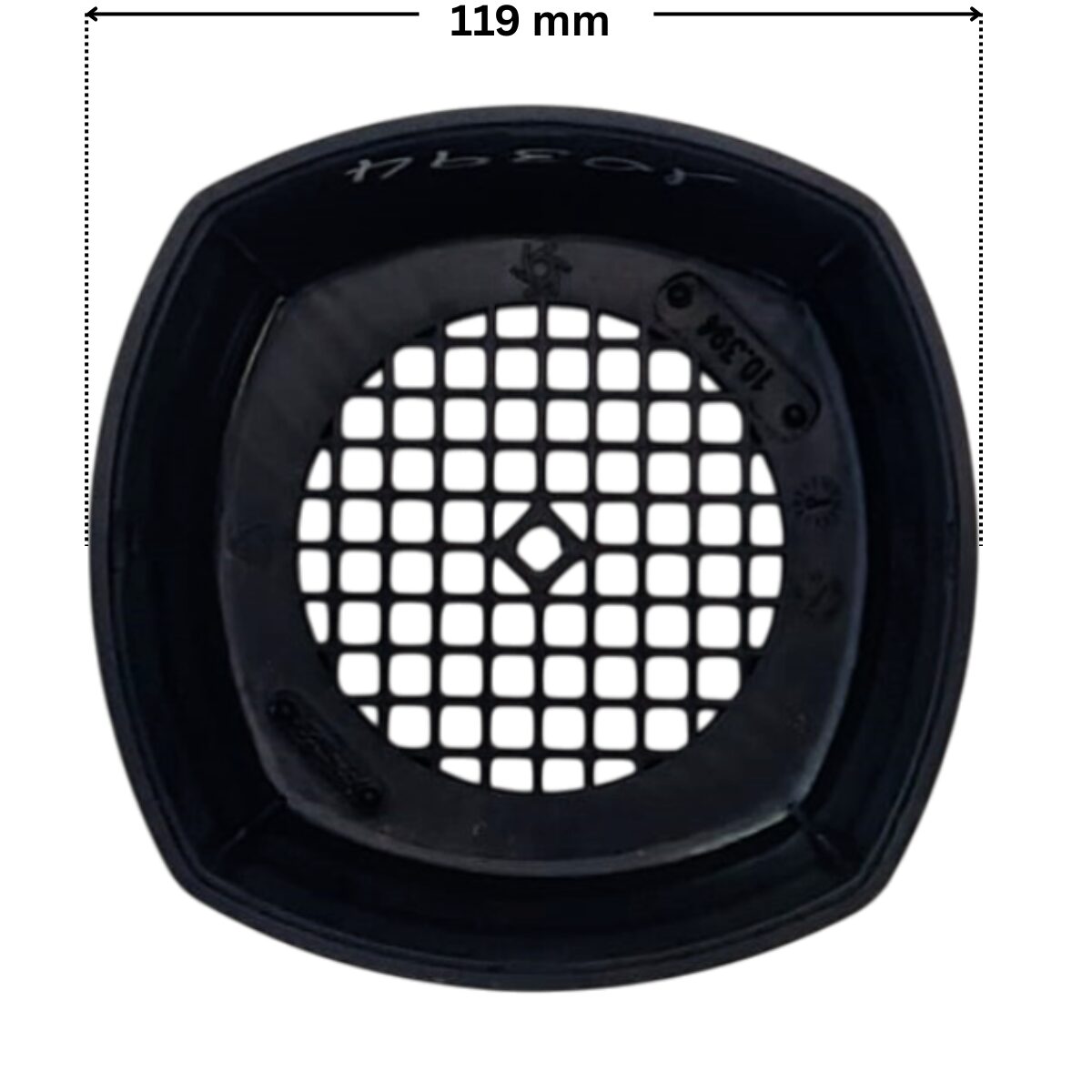 Coperchio ventola ricambio per pompa piscina Iris Espa con quote dimensionali: diametro esterno 119 mm.