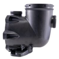 Vista laterale del corpo prefiltro ricambio per pompe piscina Tri-star Hayward