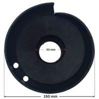 Vista posteriore del diffusore ricambio per pompa piscina Ondina Kripsol con quote dimensionali: diametro esterno 150 mm e diametro interno del foro centrale 53 mm.