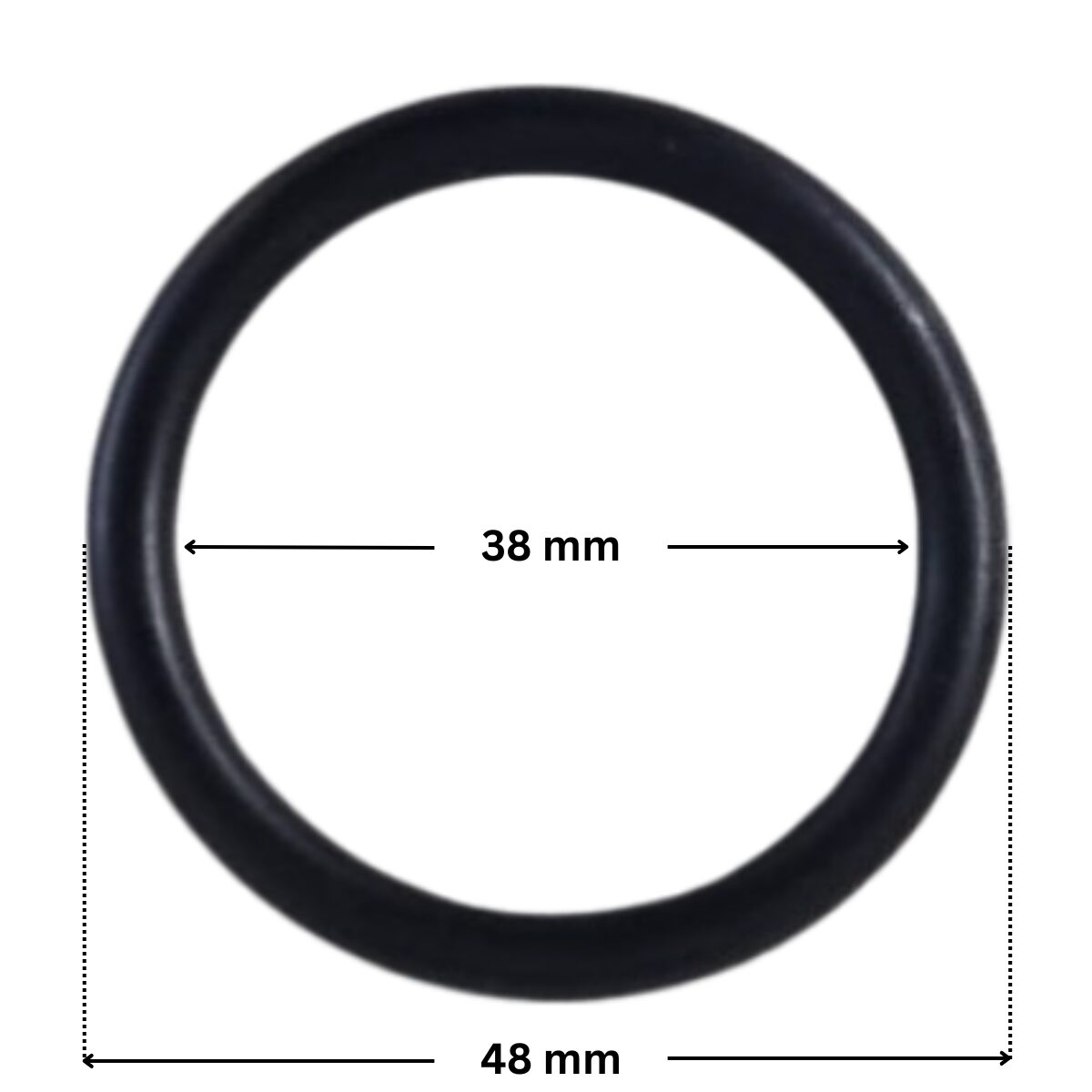 Guarnizione diffusore ricambio per pompa piscina Sena Astralpool con quote dimensionali: diametro interno 38 mm e diametro esterno 48 mm.
