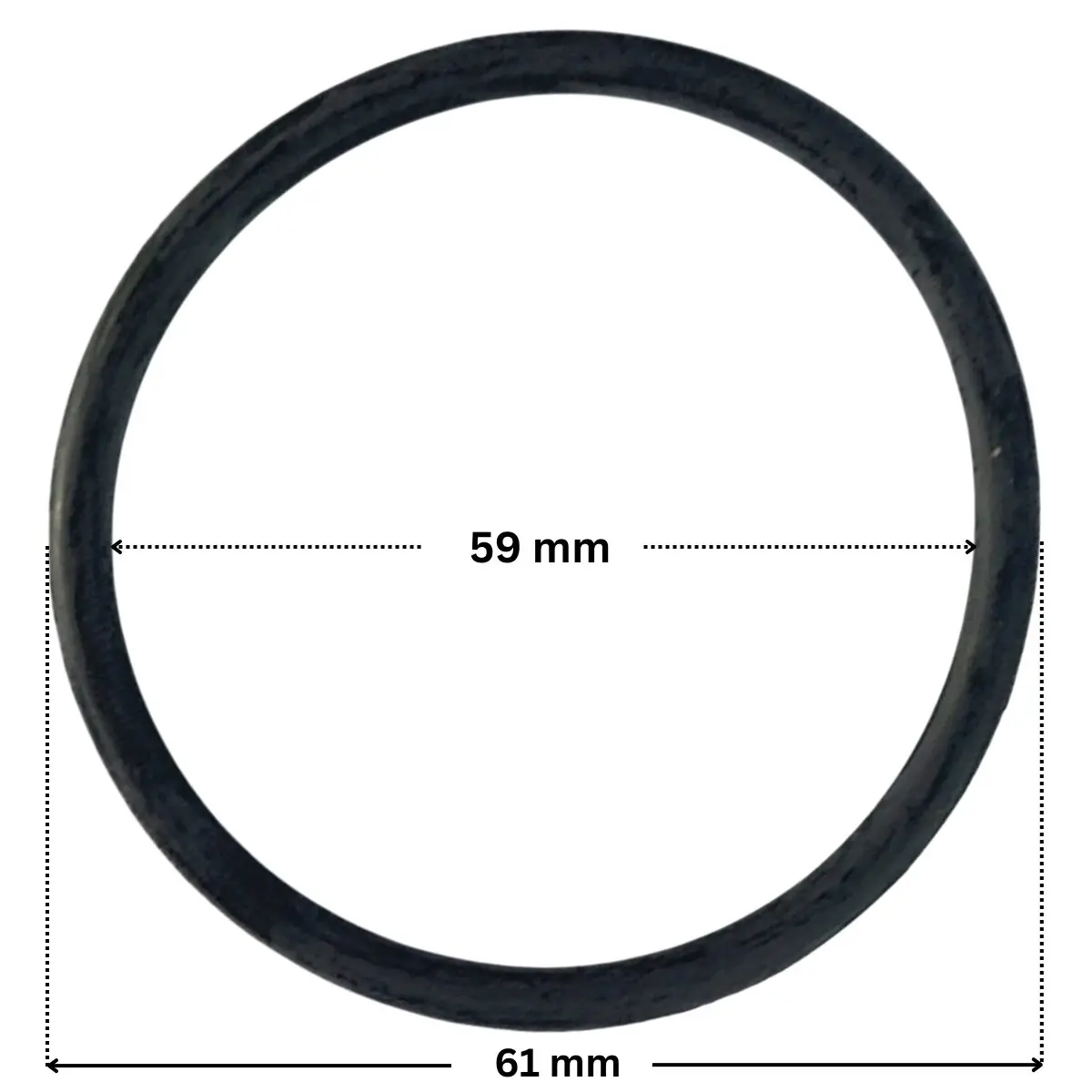Guarnizione del diffusore ricambio per pompe piscina Denver e Discovery Astralpool con quote dimensionali: diametro esterno 61 mm e diametro interno 59 mm.