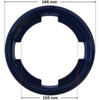 Ghiera coperchio ricambio per pompa piscina Iris Espa con quote dimensionali: diametro esterno 146 mm e diametro interno 105 mm.