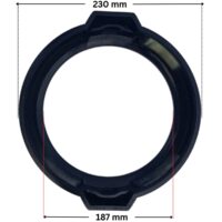 Ghiera coperchio ricambio per pompa piscina Maxim Astralpool con quote dimensionali: diametro esterno 230 mm e diametro interno 187 mm.