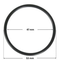 Guarnizione bocchettone ricambio per pompa piscina Powerflo Hayward con quote dimensionali: diametro interno 47 mm e diametro esterno 53 mm.
