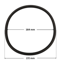 Guarnizione coperchio ricambio per pompa piscina Denver Astralpool con quote dimensionali: diametro interno 164 mm e diametro esterno 172 mm.