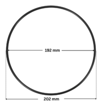 Guarnizione coperchio ricambio per pompa piscina Maxim Astralpool con quote dimesnionali: diametro esterno 202 mm e diametro interno 192 mm.
