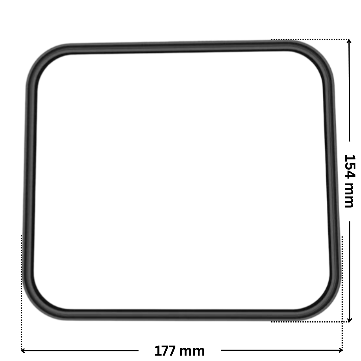 Guarnizione coperchio ricambio per pompa piscina Super Pump Hayward con quote dimensionali: lunghezze esterne 177 mm e 154 mm.