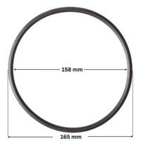 Guarnizione coperchio ricambio per pompa piscina Tri-star Hayward con quote dimensionali: diametro esterno 165 mm e diametro interno 158 mm.