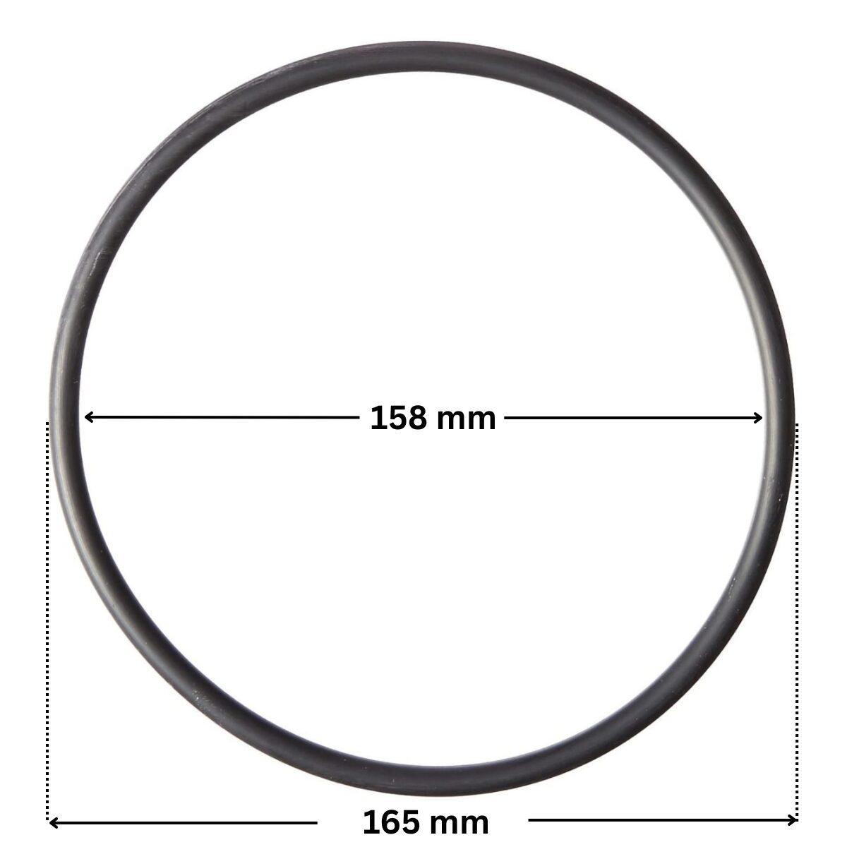 Guarnizione coperchio ricambio per pompa piscina Tri-star Hayward con quote dimensionali: diametro esterno 165 mm e diametro interno 158 mm.