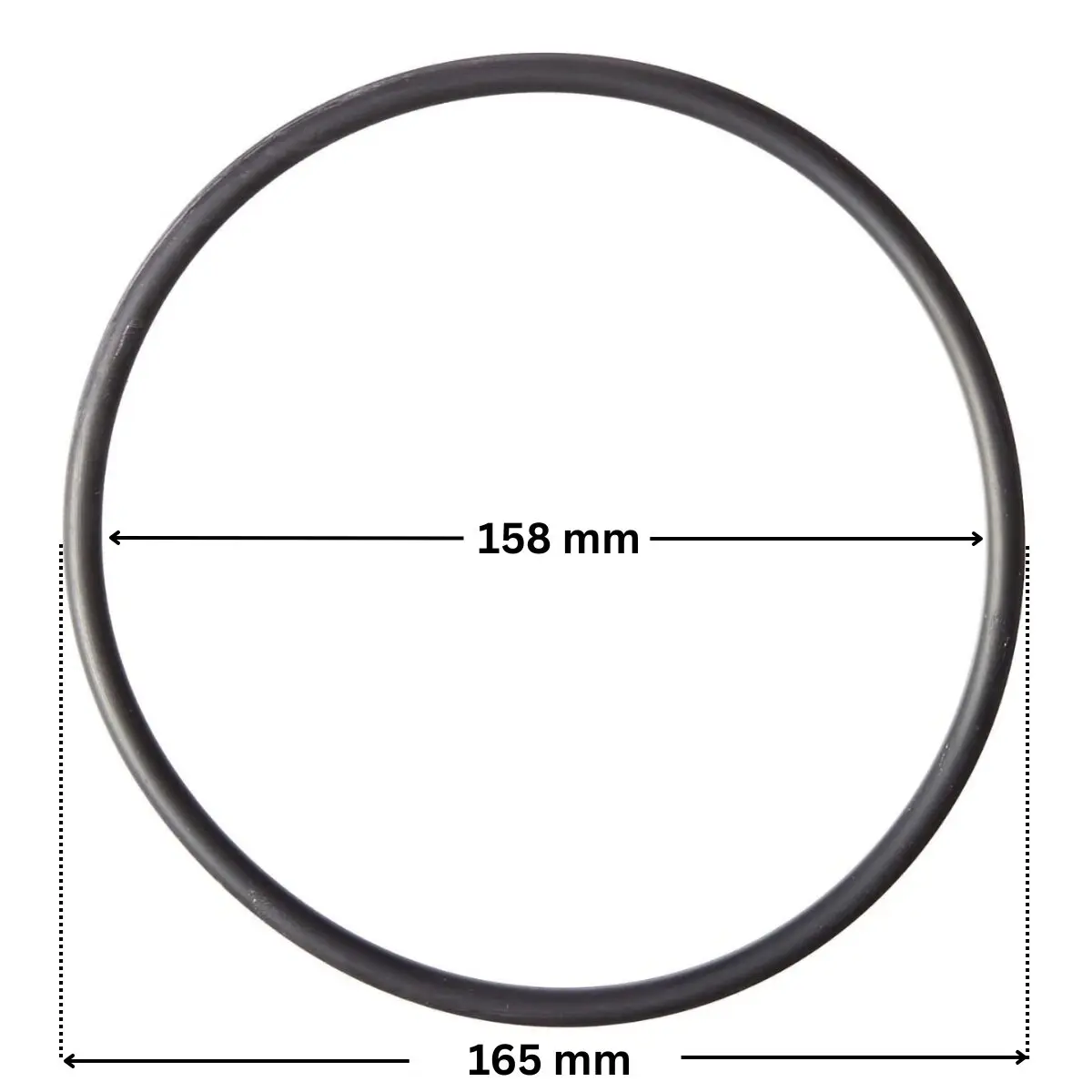 Guarnizione coperchio ricambio per pompa piscina Tri-star Hayward con quote dimensionali: diametro esterno 165 mm e diametro interno 158 mm.